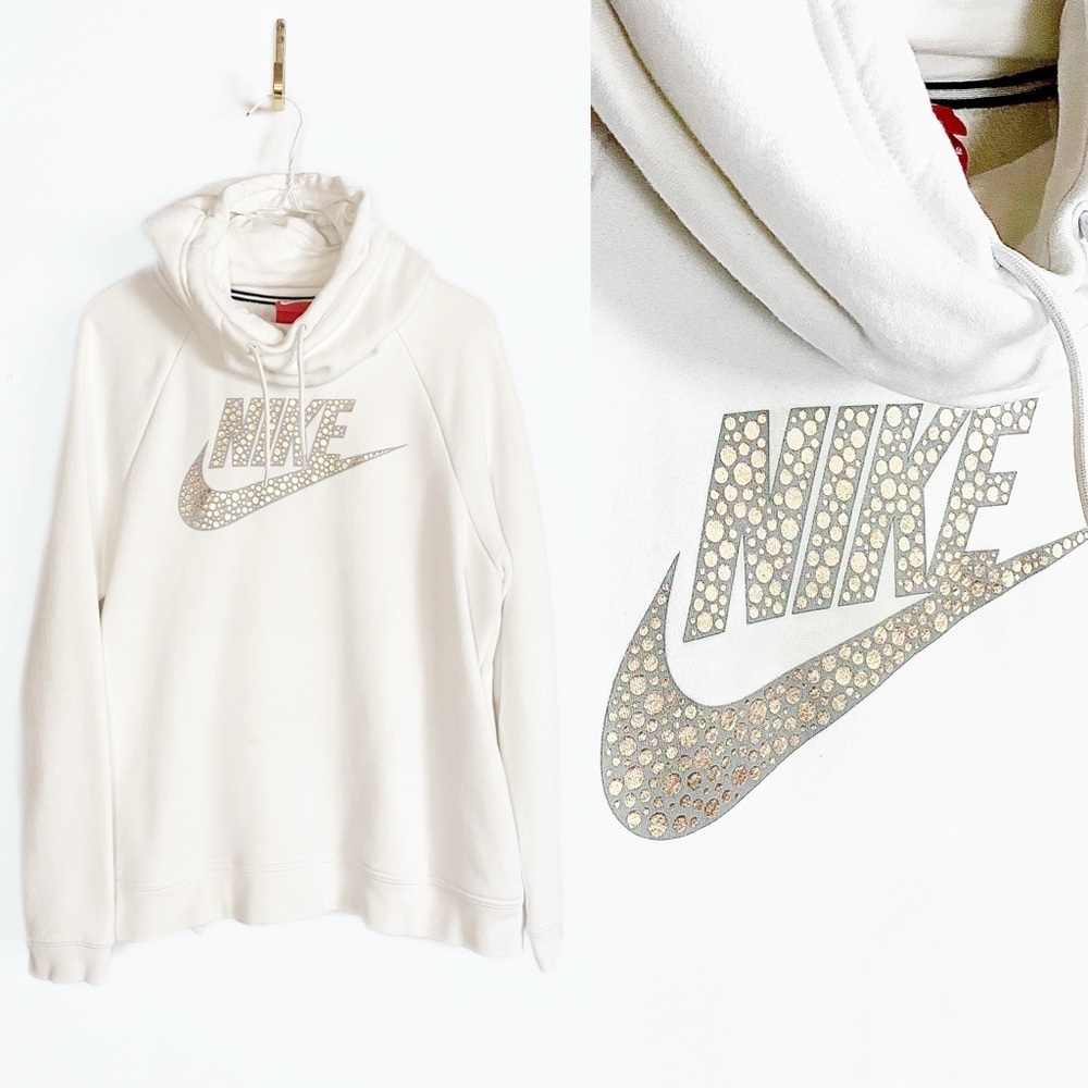 Nike Womens Off White Hoodie with spell out Logo size L